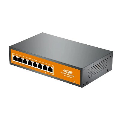 Switch Poe Haiz 8 Portas Full Gigabit 30w + 2 Portas Uplink