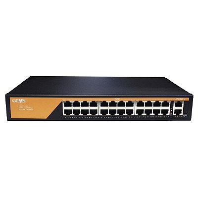 Switch Poe Haiz 24 Portas 10/100 Fast Poe + 2 Portas Uplink