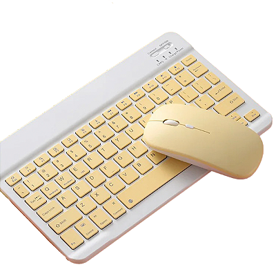 Kit Mouse e Teclado S/ Fio Bluetooth Notebook Tablet Ipad