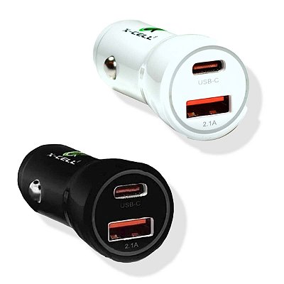 Carregador Veicular Usb Usb + Usb C 30W 4.8a X-Cell Xc-V13