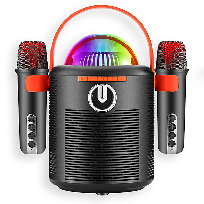 Caixa De Som Bluetooth Karaoke Megafone 2 Mic LEDs RGB 30w