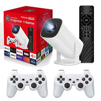 Projetor Android 4k Wifi 5ghz 3800 Jogos Retro 2 Controles