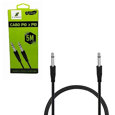 Cabo P10 x P10 5 Metros Para Audio Amplificador Som Estudio