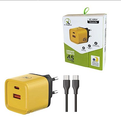 Carregador Turbo Fast Tomada 45w Usb C Para Iphone Cabo 1m