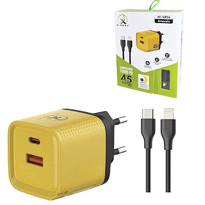 Carregador Turbo Tomada 45w Usb C Para Iphone Lightning 1m