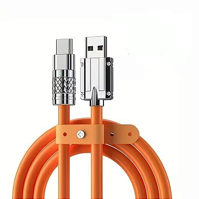 Cabo Usb C Tipo C Turbo Metal Silicone 120w 5A Flexivel