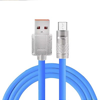 Cabo Usb C Tipo C Turbo Metal Silicone 120w 5A Flexivel Azul