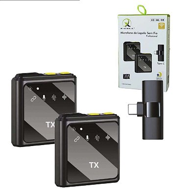 Microfone De Lapela Usb C Tipo C Profissional Duplo Note