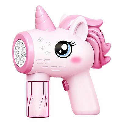 Pistola Automática Unicornio Bolhas De Sabão Giratoria