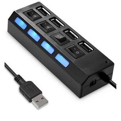 Multiplicador Extensão Hub Usb 4 Portas C/ Chave Led Azul