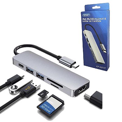 Dock Hub Usb Tipo C 6x1 Compativel Para Macbook Dell Lenovo