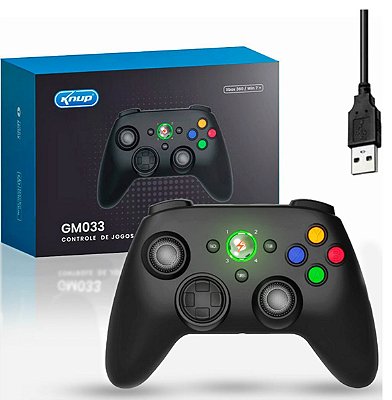 Controle 360 Com Fio Usb X-360 E PC Knup - Kp-gm033