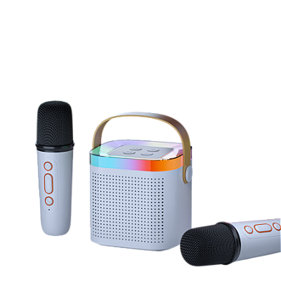 Caixa De Som Bluetooth Karaoke Portatil C/ 2 Microfones Azul