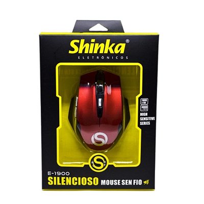 Mouse Gamer Sem Fio Wireless Rgb1600 Dpi Vermelho Shinka