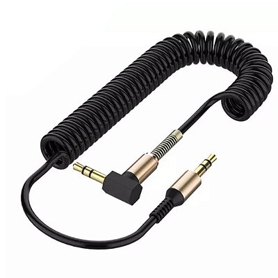 Cabo P2 Auxiliar Com Mola E 1 Plug 90º 15cm Até 1,50m