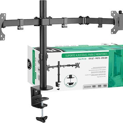 Suporte Articulado Para 2 Monitores 13"a 32" Preto Pix