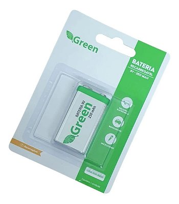 Pilha Bateria 9v Recarregável 250mah Green