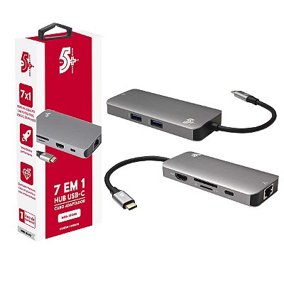 Adaptador Usb C 7x1 Para Hdmi Rj45 Usb 3.0 Sd Tf Usb A Pd