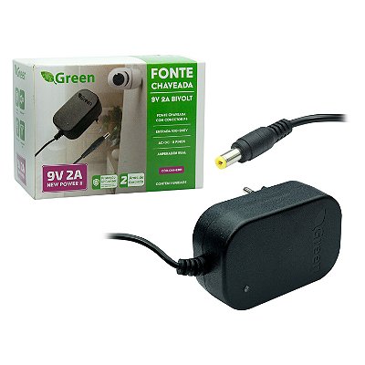 Fonte Chaveada 9v 2amp Plug 5,5mm X 2,1mm Bivolt - Uso Geral
