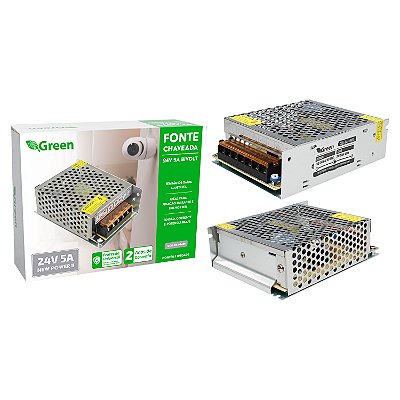 Fonte Chaveada Metal 24v 5a 120w Bivolt C/ Regulador Trimpot