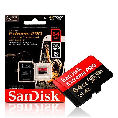 Cartao De Memoria Sandisk Extreme Pro Micro Sd 64gb