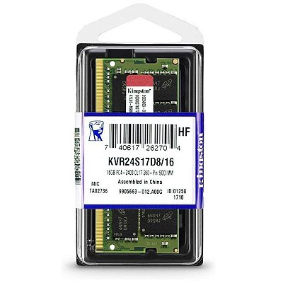 Memoria Ddr4 16gb Para Notebook 2400Mhz Kingston Cl17