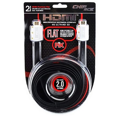 Cabo Hdmi 2m Flat Desmontável 2.0 4k Ultrahd 3d 19 Pinos