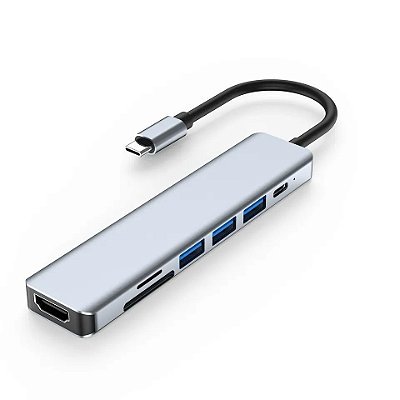 Adaptador Hub Usb C 7x1 Macbook Hdmi Cartão Micro Sd Pd 87w