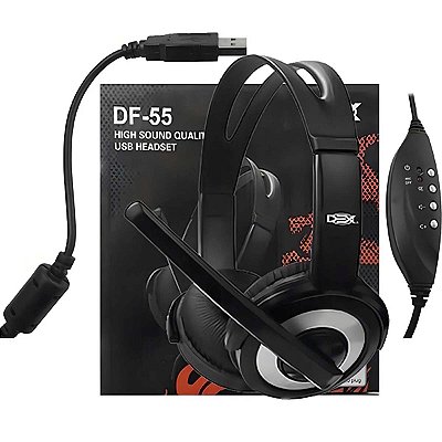 Fone De Ouvido Usb Headset Microfone Df-55 Controle Volume