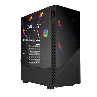 Gabinete Gamer PcYes Set Black Vulcan Lateral Vidro Usb 3.0