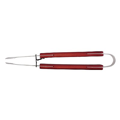 Pegador De Carne Grande Pinça Churrasco Inox Cabo Madeira