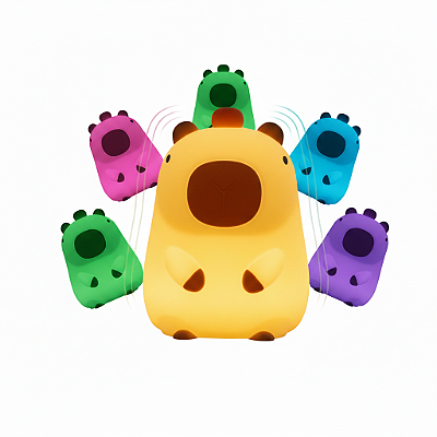 Luminária Capivara Abajur Silicone Muda Cor Recarregável