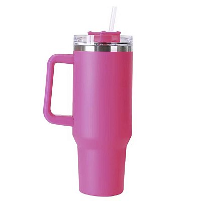 Copo Garrafa Termica Inox Grande 1,2L Premium Canudo Rosa