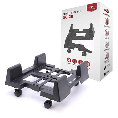 Suporte p/cpu ajustavel c/rodas preto SC-20BK C3 tech