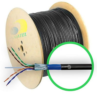 Cabo De Rede Ftp Cat6 23 Awg Blindado Dupla Capa Bobina 305m