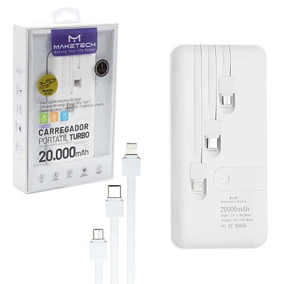 Carregador Portatil Power Bank 20.000Mah Bt-2020 Maketech