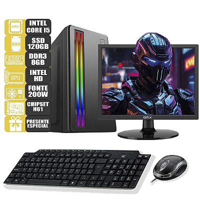 Computador Completo Intel I5 8gb Ssd 120Gb Monitor 17'' W10