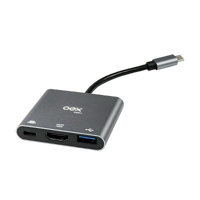 Adaptador Tipo C USB-C HDMI e USB AD401 Cinza