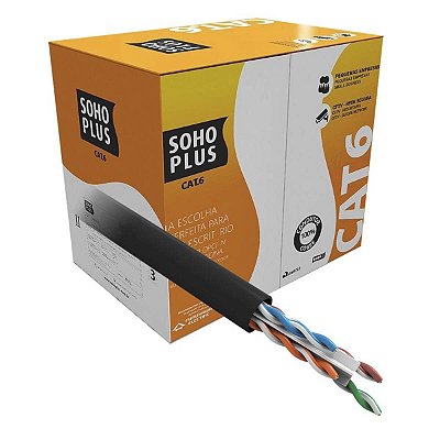Cabo De Rede Furukawa Soho Plus Cat6 24Awg Caixa 305m Preto