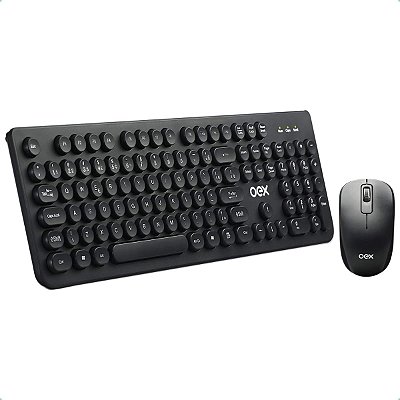 Kit Teclado e Mouse Wireless, OEX POP+ TM410 retro chocolate