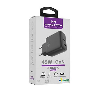 Carregador Turbo 45w Gan Dupla USB-C Cm-4548 Maketech