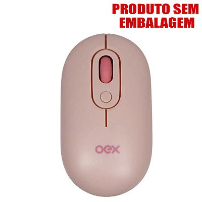 Mouse Sem Fio 2.4ghz e Bluetooth Rosa Oex 3 Botoes S/ Caixa