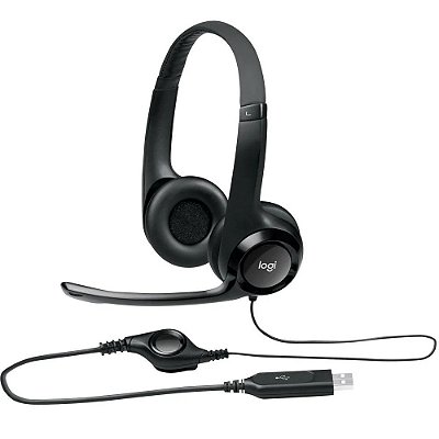 Fone Headset Logitech H390 Com Microfone Usb Pc Jogos Couro