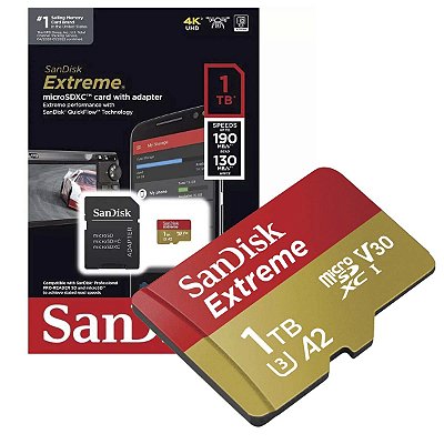 Cartao De Memoria Micro Sd Extreme Sandisk GoPro Drone 1Tb