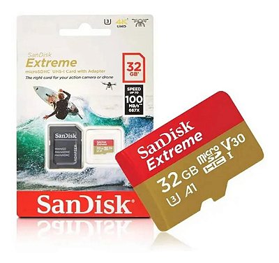 Cartao De Memoria Micro Sd Extreme Sandisk Go Pro Drone 32gb