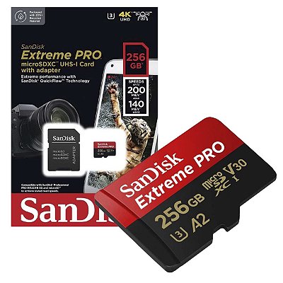 Cartao De Memoria Micro Sd Extreme Pro Sandisk Drone 256Gb