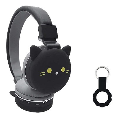 Fone De Ouvido Animais Infantil Crianca Bluetooth Gato Preto