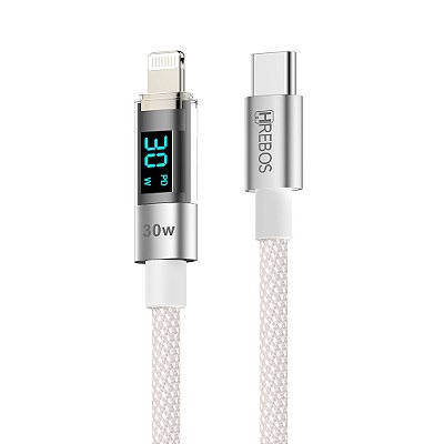 Cabo usb-c Led Premuim com visor de Potencia Type-C x Light
