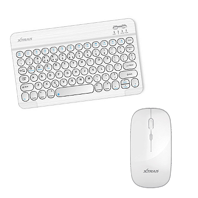 Teclado Mouse Bluetoot Slim Compatível Samsung Tablet Branco