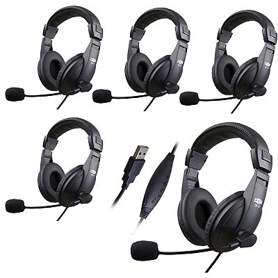 Kit 5 Fone De Ouvido Headset Usb Para Escritório Home Office